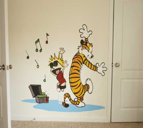 Nursery In Progress Calvin And Hobbes Mural1