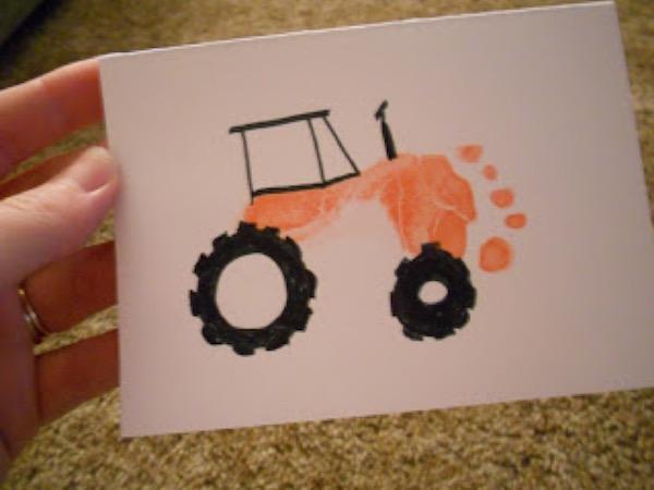 Tiny Tracktor Stamp - Simple Card Making Ideas for Kids via @stitchesandpress