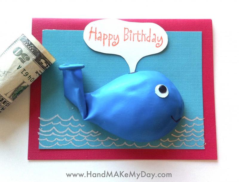 Whale Birthday Balloon Card - Simple Card Making Ideas for Kids via @stitchesandpress