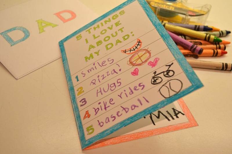 5 Things I Love About My Dad Card - Simple Card Making Ideas for Kids via @stitchesandpress