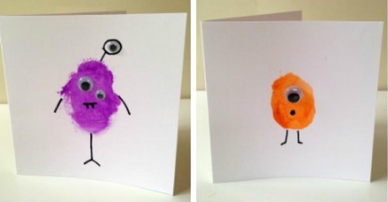 Halloween Monster Card - Simple Card Making Ideas for Kids via @stitchesandpress