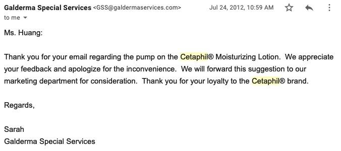 Cetaphil complaint response